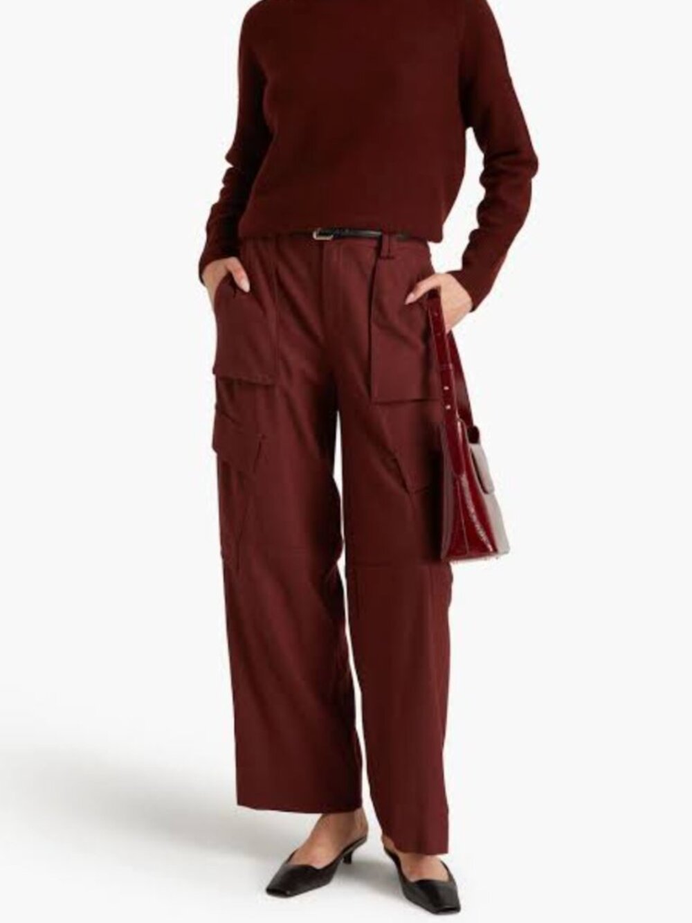 Vince Raver Flannel Wool Blend Cargo Pants in Dark Cinnamon Stick